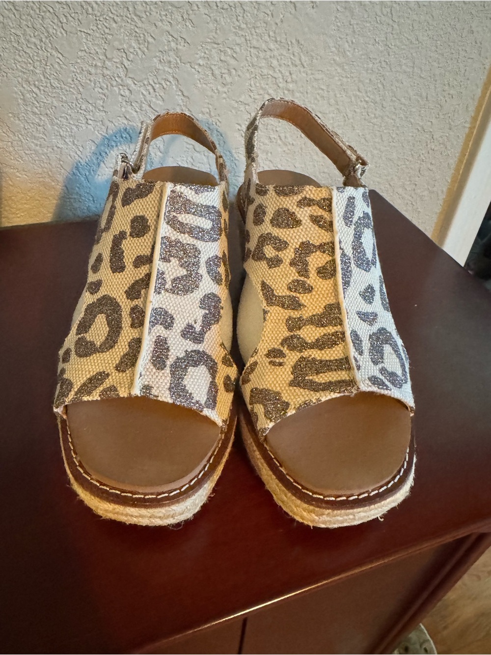Brand New Corkys Leopard Print Espadrille Platform Sandals - Beige
